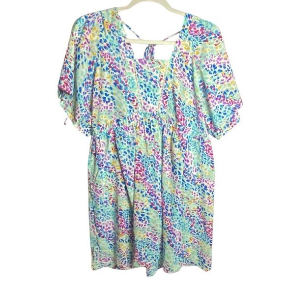 Molly Bracken Womens Multicolor Tie Back Short Wide Sleeve Mini Dress Size Small - Picture 1 of 7